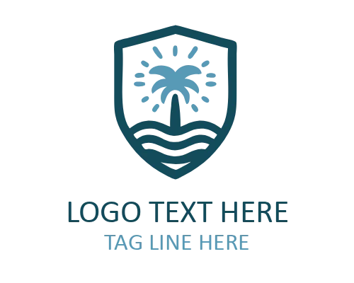Beach Sun Emblem Logo for Tropical Branding