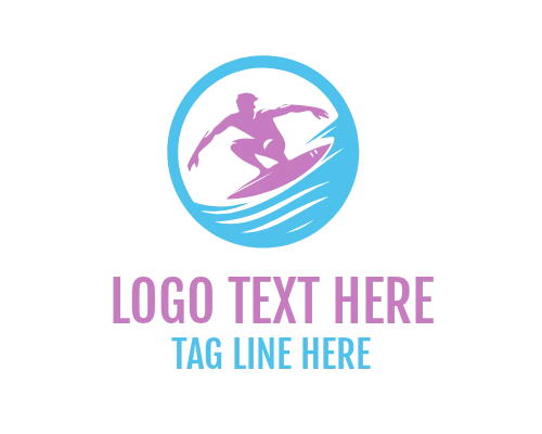 Beach Surfer Silhouette Logo