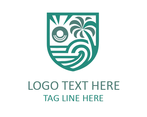 Beach Wave Emblem Logo for Ocean Identity