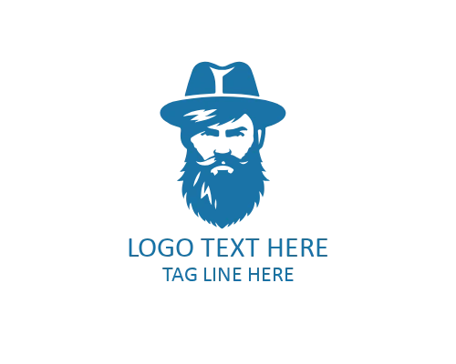 Beard Guy Emblem Style Logo
