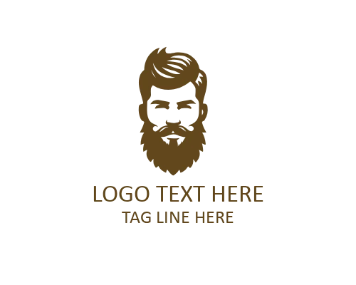 Beard Guy Face Emblem Logo