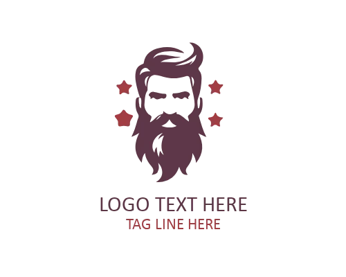 Beard Guy Face Icon Logo