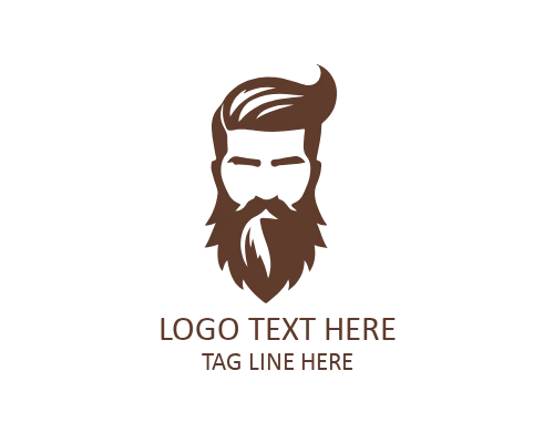 Beard Guy Outline Face Logo