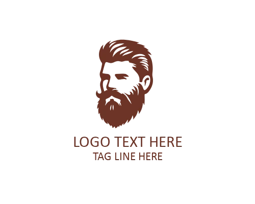 Beard Guy Outline Logo Design