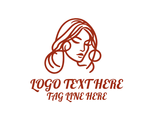 Beauty Lady Portrait Outline Logo