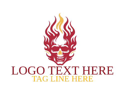Biker Style Flaming Skull Logo