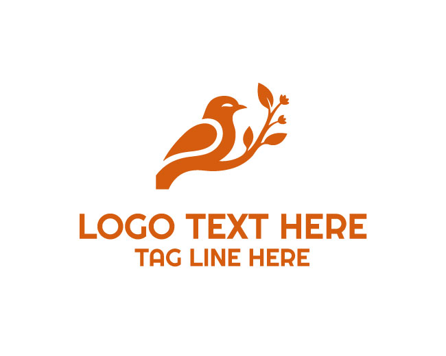 Bird Branch Leaf Design Logo