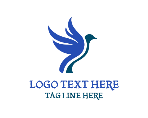 Blue Elegant Bird Logo