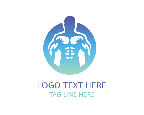 Body Strength Muscular Man Logo