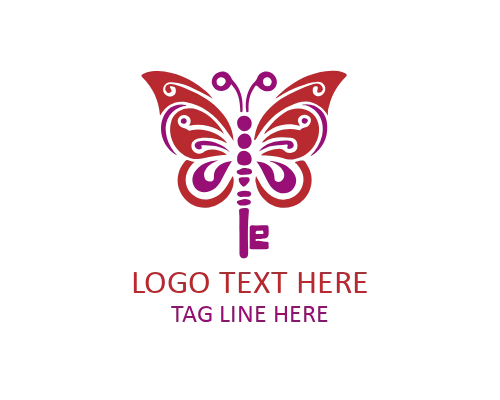 Boho Hand Drawn Butterfly Key Logo