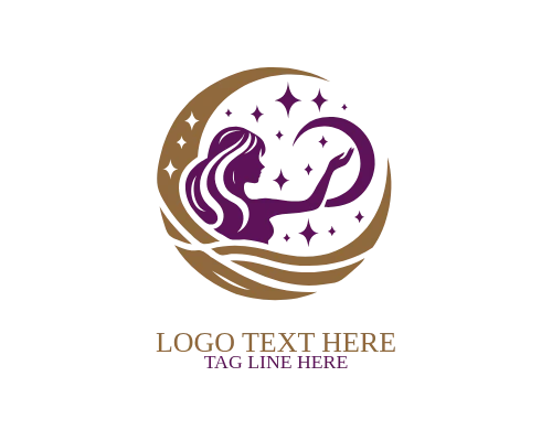 Boho Moon Woman Logo logo template preview