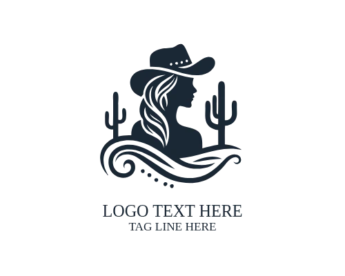 Bold Cowgirl Silhouette Logo