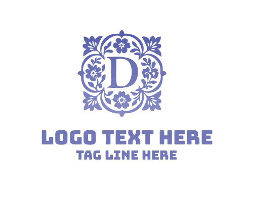 Bold Floral Letter D Logo