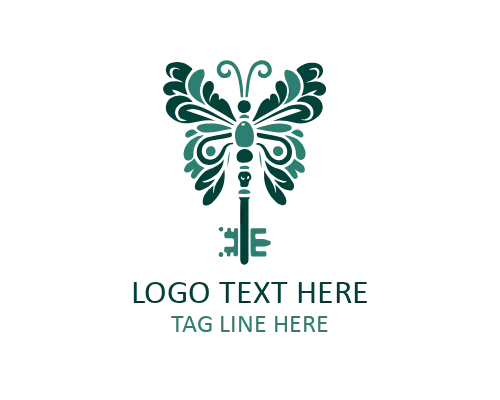 Bold Outline Butterfly Key Logo
