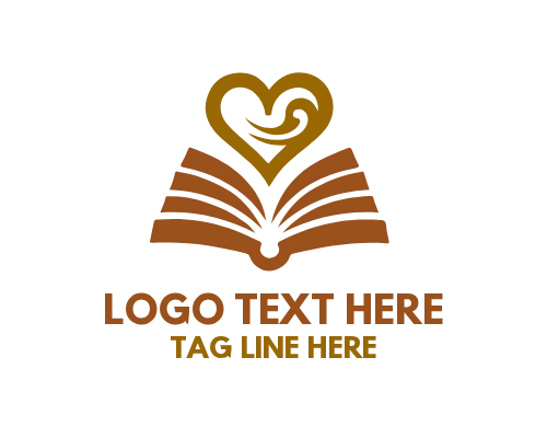 Book Heart Learning Design Logo