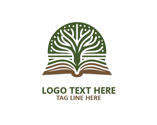 Book Tree Growth Emblem Logo