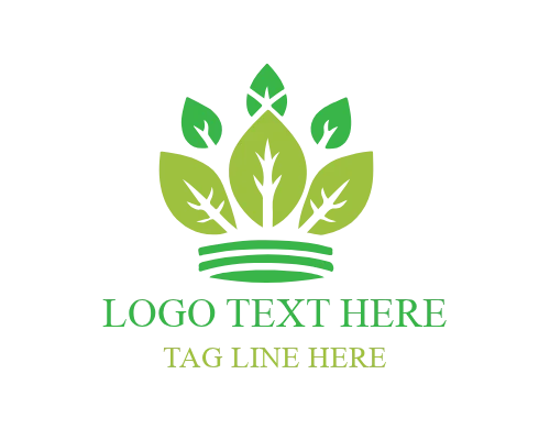 Botanical Leaf Crown Logo for Organic and Wellness Branding