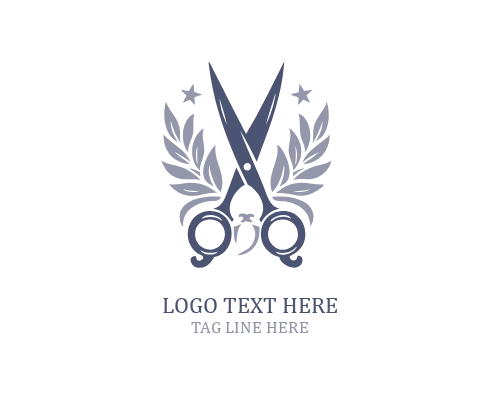 Botanical Mark Scissor Floral Logo