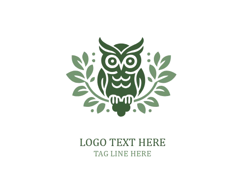Botanical Wreath Owl Logo