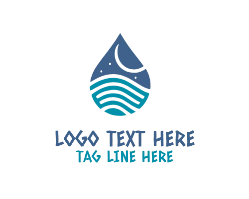 Bottled Water Linear Drop Logo Design