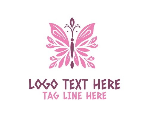 Boutique Style Linear Floral Butterfly Logo