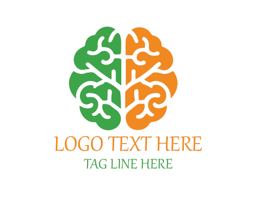 Brain Logo with Light Symbol for Ideas and Innovation