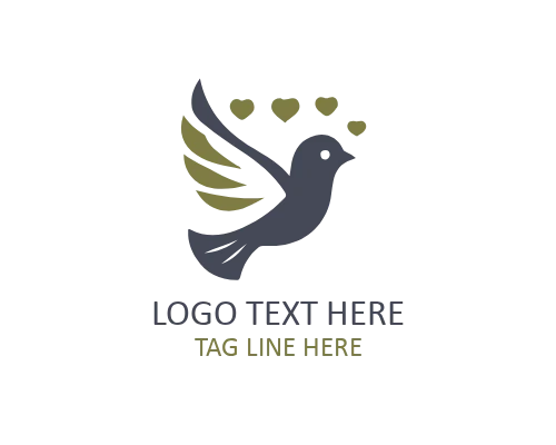Branch Love Bird Flat Logo for Nature and Romantic Brands