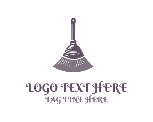 Broom and Bucket Cleaning Logo