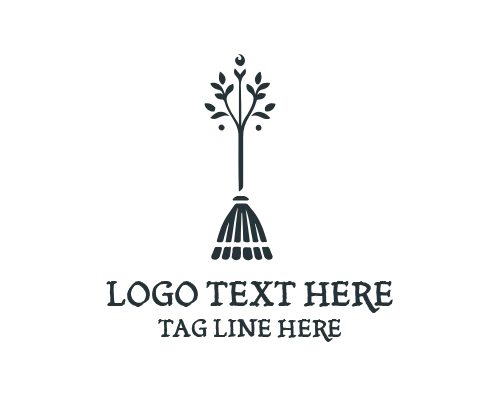 Broom House Cleaning Logo