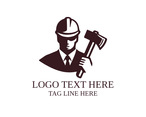 Builder Mascot Construction Labour Logo