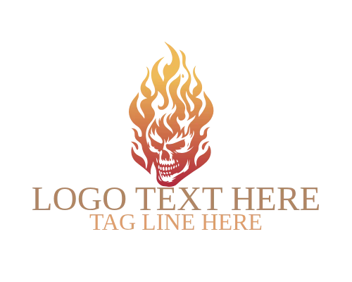 Burning Head Flaming Skull Logo