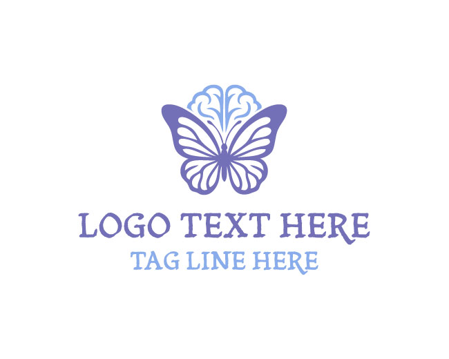 Butterfly Brain Symbol Logo