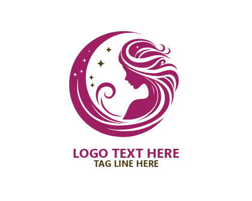 Calm Moon Woman Profile Logo