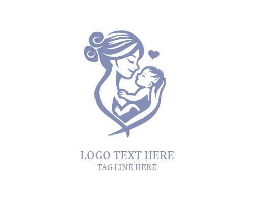 Calm Mother Mom And Baby Logo