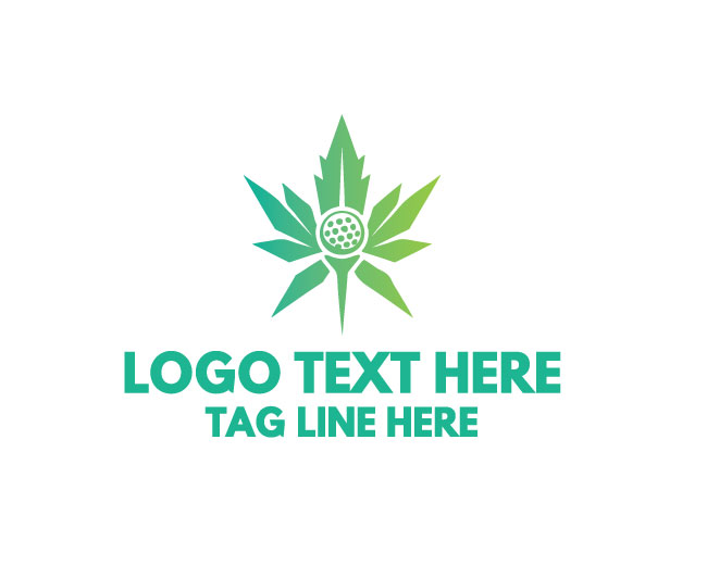 Cannabis Leaf Golf Green Course Logo