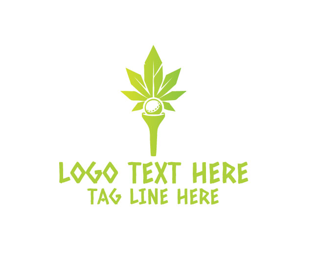  Cannabis Leaf Golf Green Design Logo