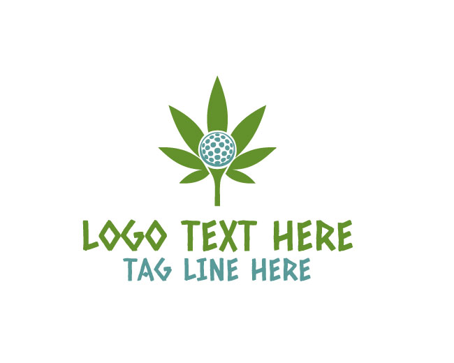 Cannabis Leaf Golf Hole Design Logo