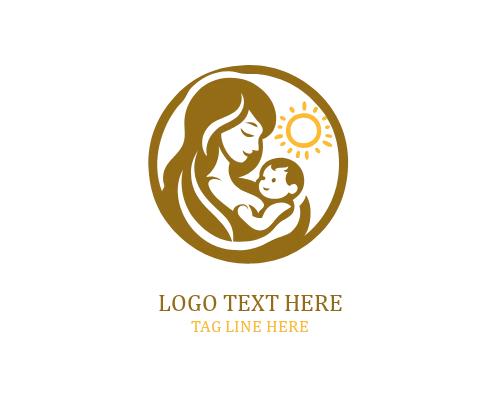 Caring Mother Mom And Baby Logo