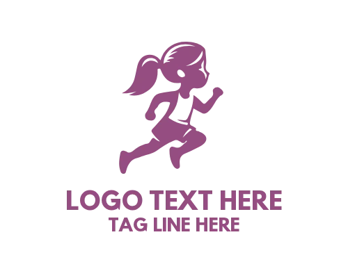 Cartoon Kids Running Fun Logo