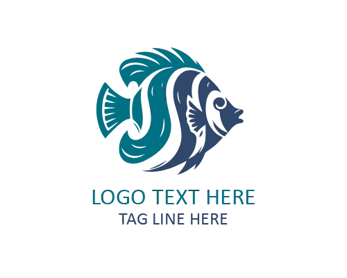 Cartoon Tropical Fish Flat Logo