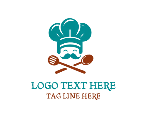 Chef Holding Spoon Cooking Logo