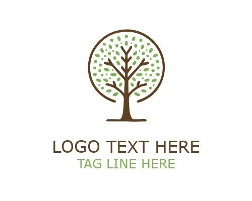 Circle Leaf Tree Monoline Logo for Natural and Organic Branding