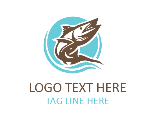 Circle Marlin Fish Logo for Marine and Fishing Branding