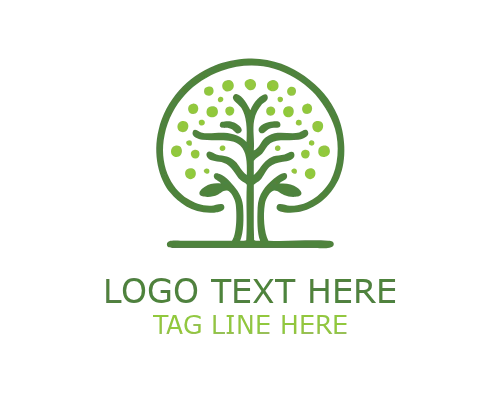 Circle Root Tree Monoline Logo for Eco Branding