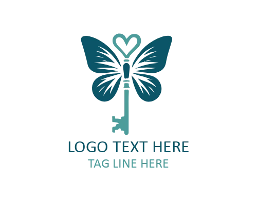 Circular Emblem Butterfly Key Logo