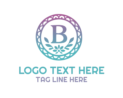 Circular Floral Letter B Logo