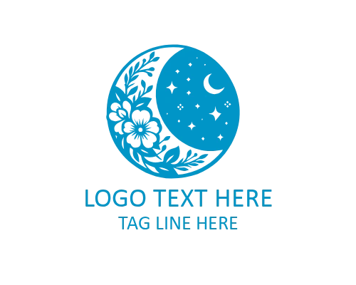 Circular Floral Moon Logo for Balanced Branding