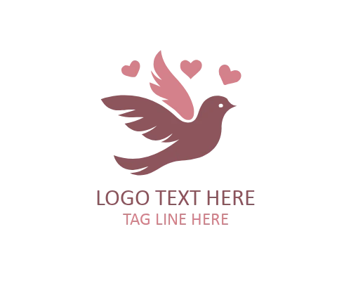 Circular Love Bird Flat Logo for Harmony and Romance Branding