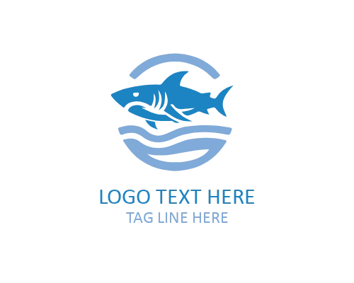 Circular Shark Emblem Logo