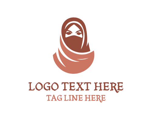 Circular Veiled Hijab Woman Badge Logo